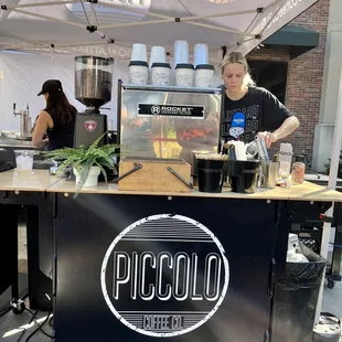 Pulling shots left and right. The two person team must have their fill of espresso before they started because it was non-stop business