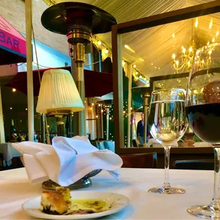 Outdoor seating tents with chandeliers glass of Merlot, Ferrari Carano, Sonoma. November 1st cheers!