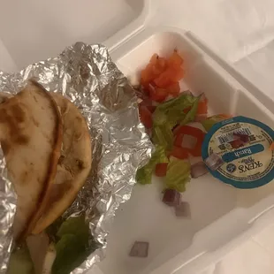 Gyro with ranch sauce and warmed frozen chicken breast