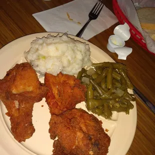 3 pc mixed, German potato salad, green beans.