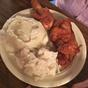 1-leg, 1-breast, mashed taters and tater salad