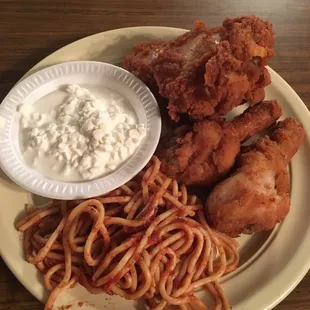 4-pc dark, cottage cheese, spaghetti