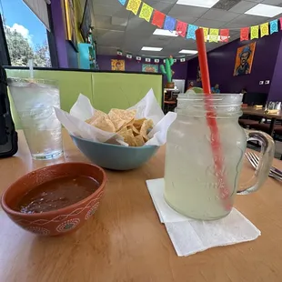 Pichurro&apos;s Margarita with Patron tequila and chips and salsa.