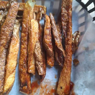 My fries were brought to me dry and blackened!