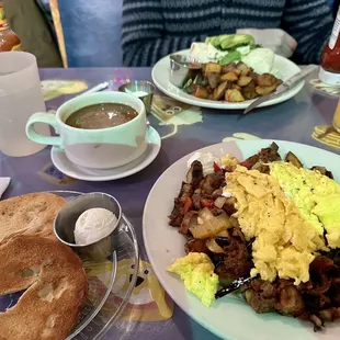 Tuscany Scramble and Breakfast Burrito (foreground)