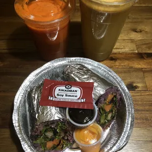 Sushi Burrito, and cold pressed juices