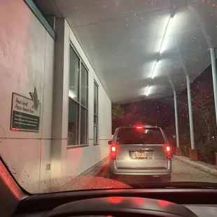 a car driving through a tunnel