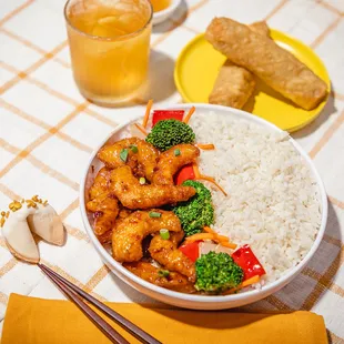a bowl of chicken and rice
