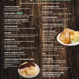 the menu of the restaurant