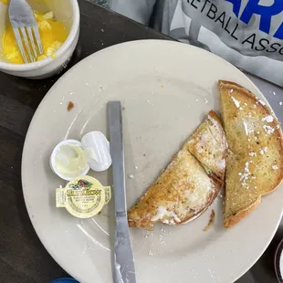 Half order of French Toast and a poached egg