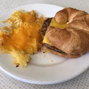 Sausage &amp; Cheese Breakfast Sandwich with Cheesy Hash Browns
