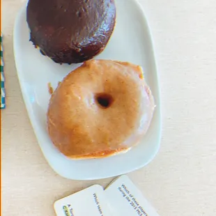 peanut butter donut , orange glazed donut