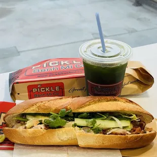 a sandwich and a drink