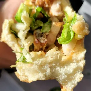 Look at the bread...crisp on the outside and soft on the inside. Look at all that pork belly