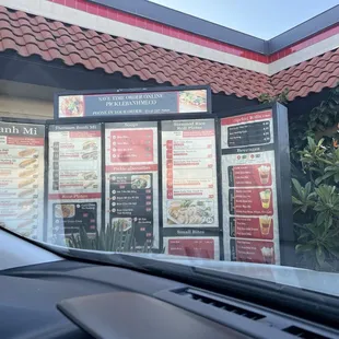 The drive-thru menu