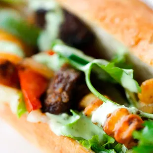 a closeup of a sandwich