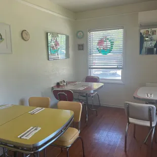 tables and chairs in a restaurant