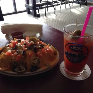 Delicious Bloody Mary and Nachos.