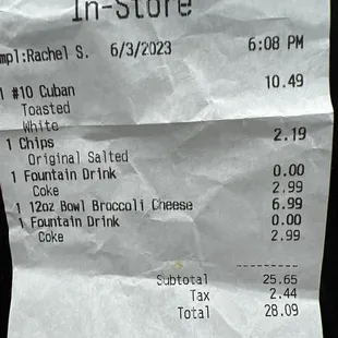 The price on the menu board says the 12 oz soup is $5.99 but it rang up for $6.99. Ask for a receipt and check the charges.