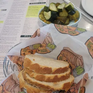 Rye bread, and pickle plate! Mix of new dill and old dill pickles.