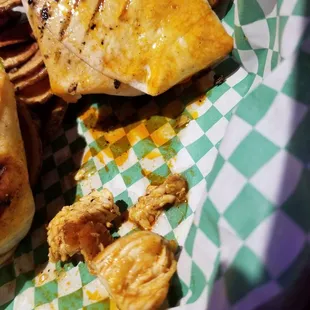 Greasy grilled chicken wrap.