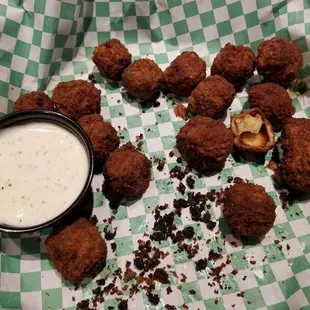 Hard burned jalapeno balls.