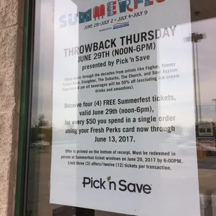 Pick n Save is giving away free Summer Fest tickets for every $50 spent in groceries!