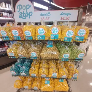 Lots of kettle corn in multiple flavors small $3.25 &amp; large $6.50 Pick n save Nov 2018