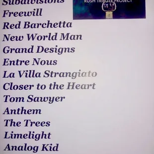 Grand Designs Rush Tribute Band crushed this setlist 7/2022 . Catch this band locally  #UpCloseSavor