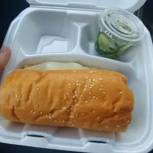 Razorback Honey Dijon Pepper BBQ Sandwhich &amp; Cucumber Salad as a Side.