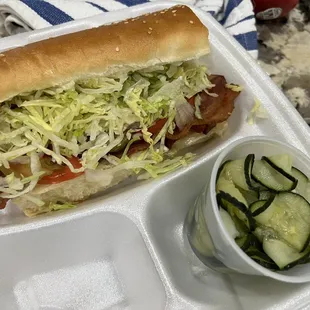 BLT Sub and Cucumber Salad..one of my favorites!!