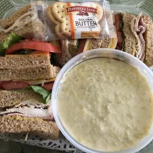 Boulevard (ham, turkey, cheeses, and delightful mustard) Lemon Artichoke Soup