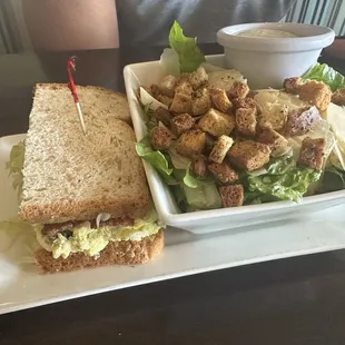Egg Salad sandwich and Caesar Salad