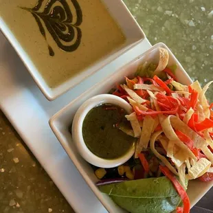 Roasted Poblano Soup and Southwestern Salad