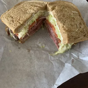 The Fabulous Roast Beef with horseradish, Mayo, and cream cheese on marbled rye. So good.