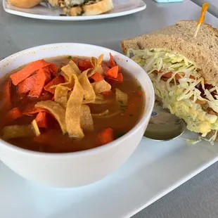 Sunshine sandwich and chicken tortilla soup.