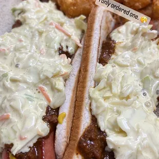 Carolina dogs (no onions) and a side of tots