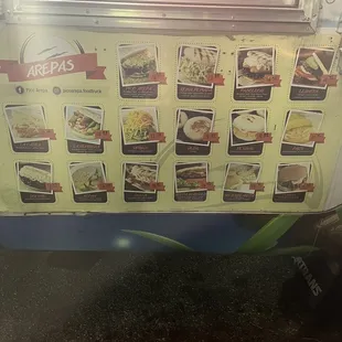 a menu on a food truck