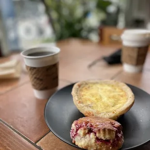 Scone, coffee and quiche