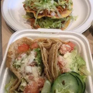 Chicken tacos and chicken tortas
