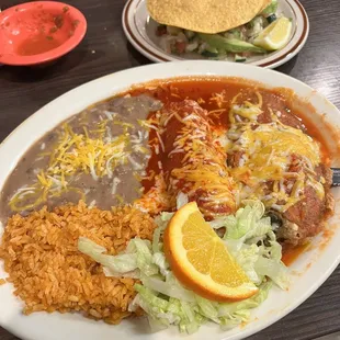 2 Items chicken enchilada chili relleno