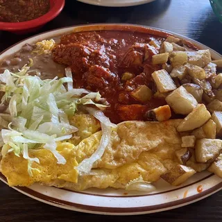 Chile Colorado with Eggs