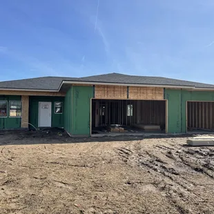 a home under construction in the desert