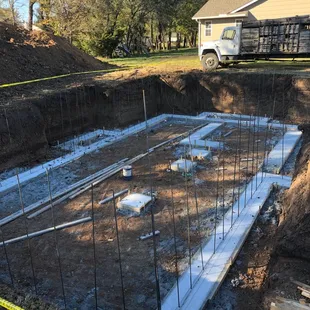 the foundation of a house being built