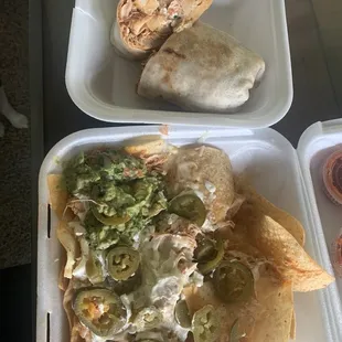 Nachos (not impressive) and the California Burrito - a little pricy at $13 for just the burrito but so good!