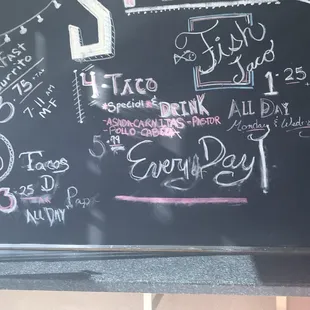 Daily specials menu.