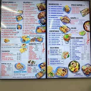 Menu as of September 2023