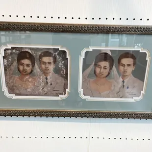 Before and after of an old photo restored