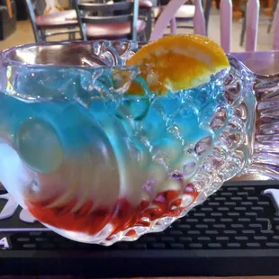 a fish shaped drink