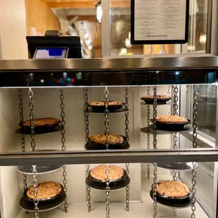 pies in a display case